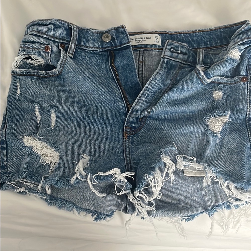 Abercrombie & Fitch Distressed Blue Denim Shorts